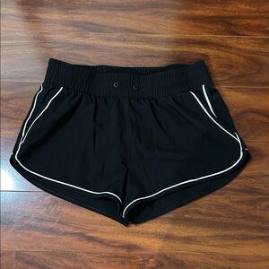 Women's Black Athletic Shorts with White Trim